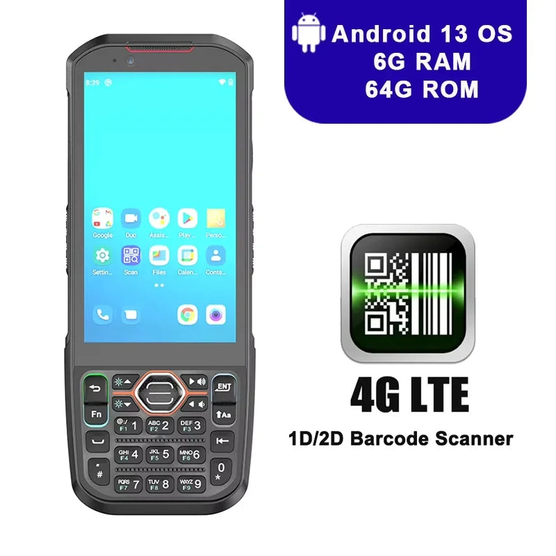 CHWEIDA Rugged PDA  Android 13 Hot-swappable Battery 6G+64G 2DBarcode Scanner 4G-LTE Wifi Bluetooth GNSS Handheld Data Collector