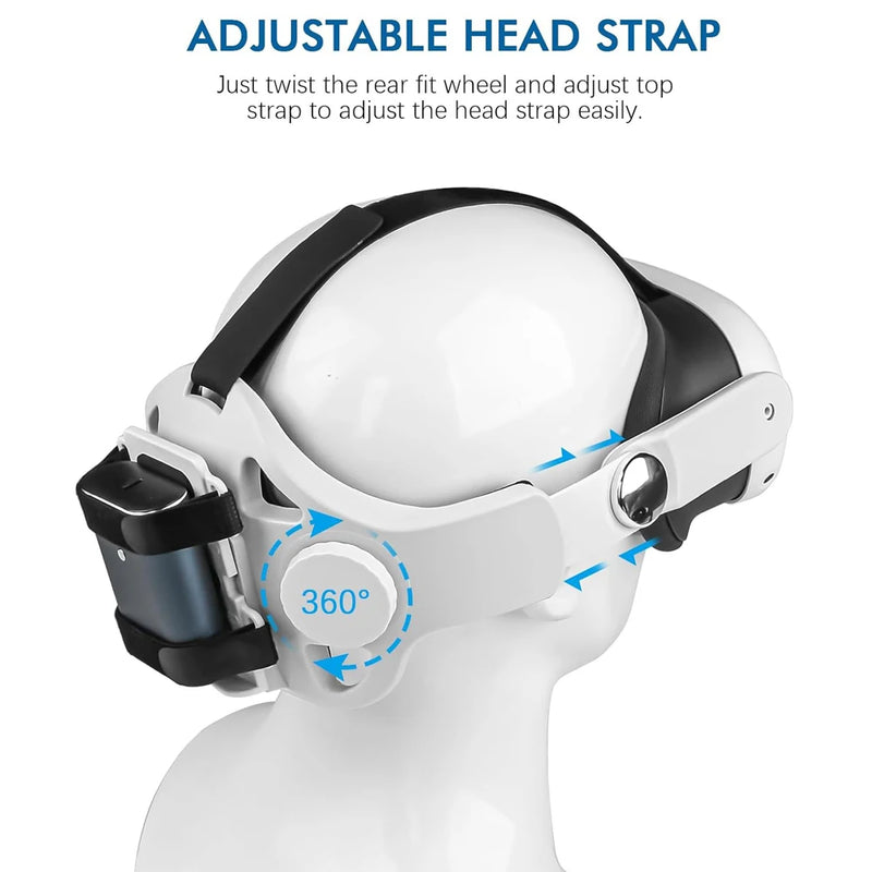 Upgraded Head Strap For Meta Quest 2 & 3 Replacement with Battery Holder Bracket, Elite Adjustable VR Headset Accessories