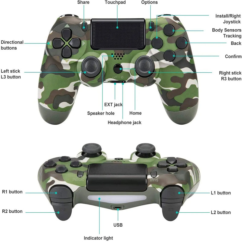 Wireless Bluetooth Gamepad Controller for Sony PS4 Controller for PC/Android Compatible with Playstation 4 Slim/Pro Console