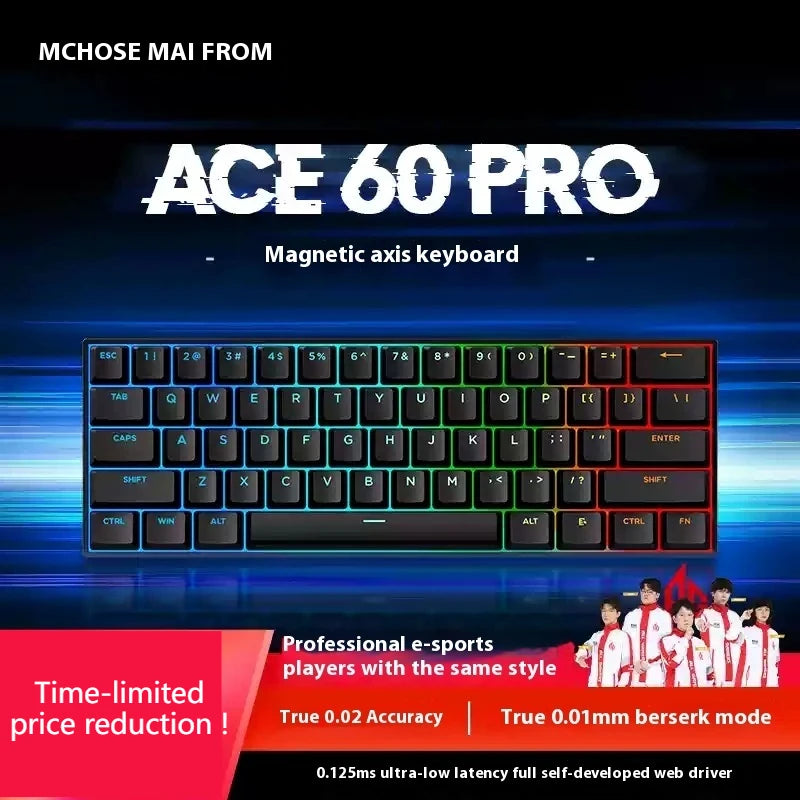 Mchose Ace 60 Pro Valorant Magnetic Mechanical Keyboard Esports Game Performance Beast 0.02mm Accuracy 0.125ms Delay  Fury Mode