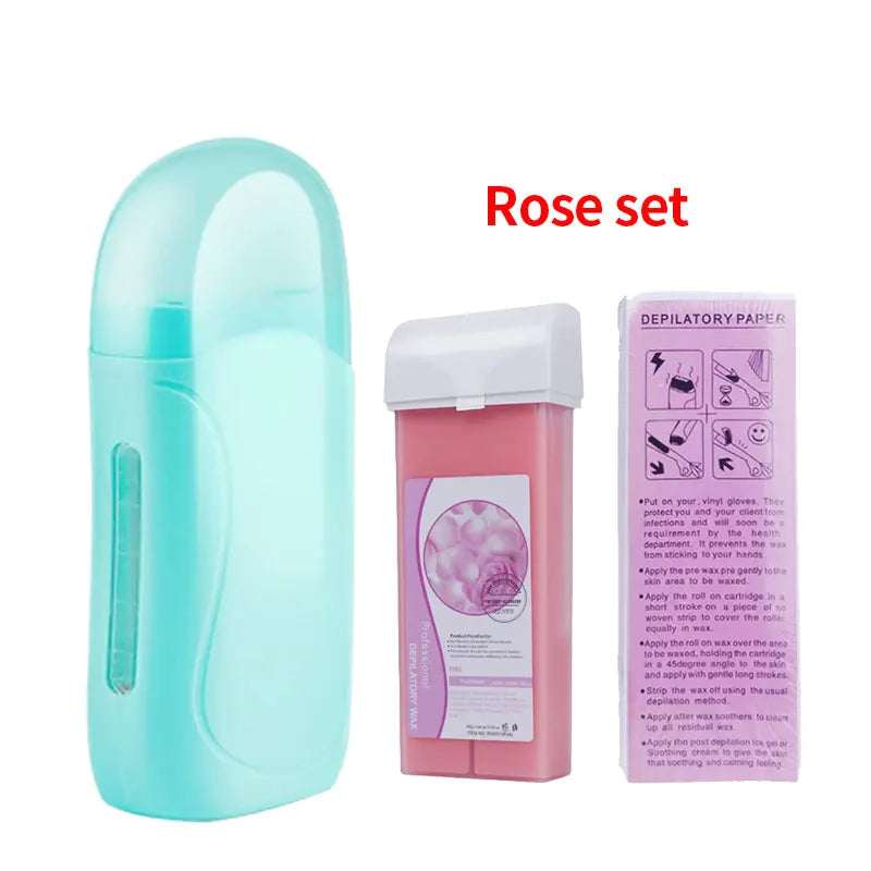 Foreverlily Roller Depilatory Wax Kit Hair Removal Waxing Kit Wax Heater Machine Roll-On Waxing Paper Facial Body Hair Epilator