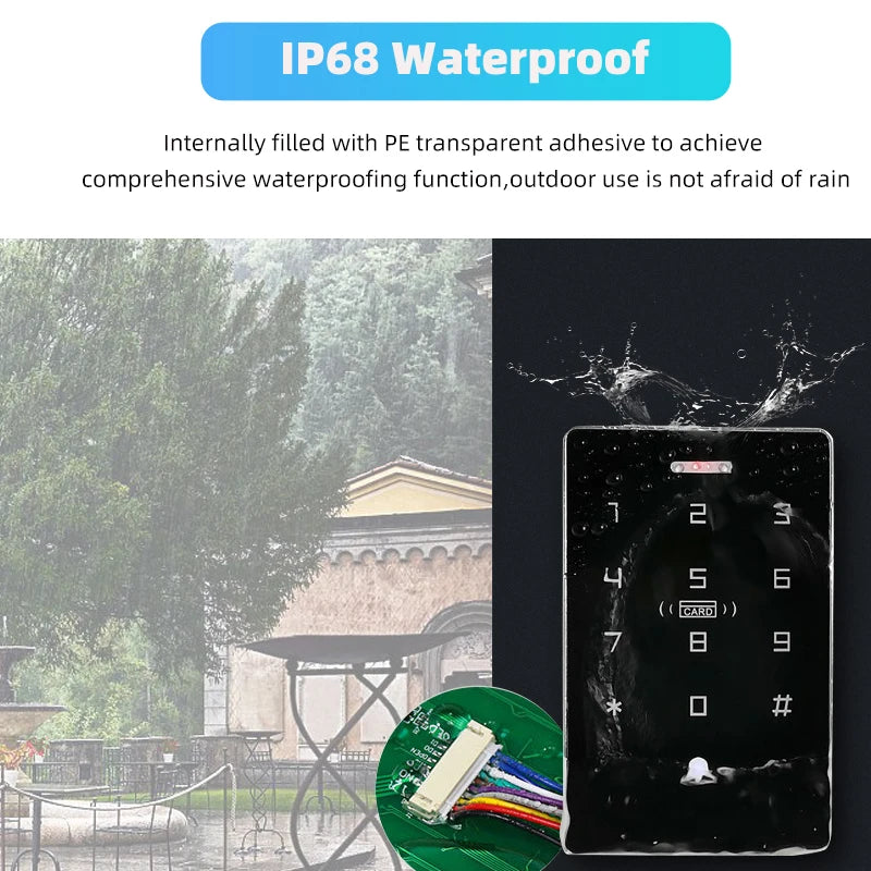 Mobile NFC access controller  waterproof door lock keyboard card swiping password IC unlocking ID dual frequency