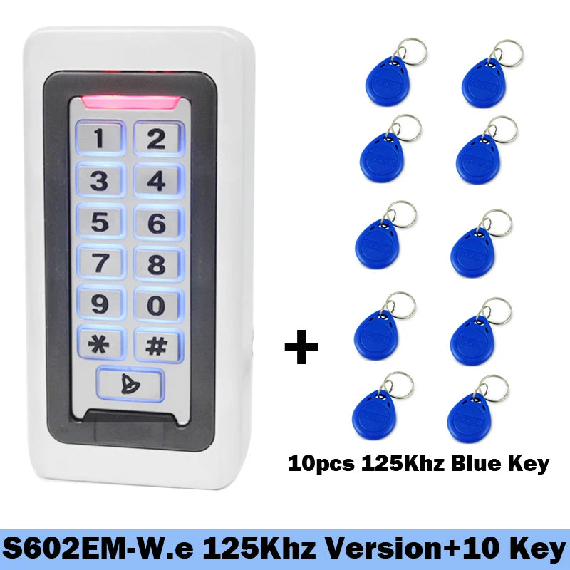 IP67 Waterproof 2000 User Backlight Metal Keypad Lock RFID 125Khz Standalone Door Access Control Kits Wiegand 26 Output Reader