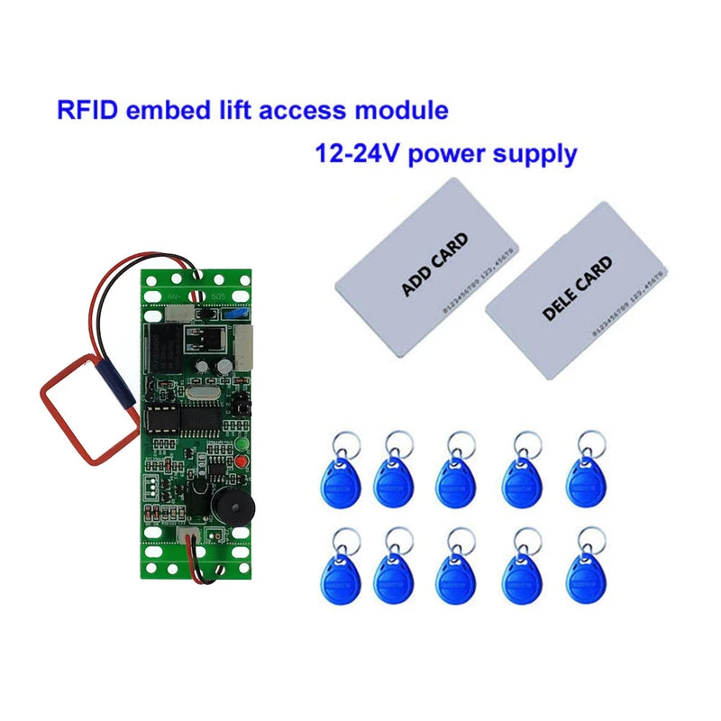 RFID Embed Control Module,Intercom Access ,Elevator Access Control 9-24V DC Power 2pcs Mother Card 10pcs Em Key Fob